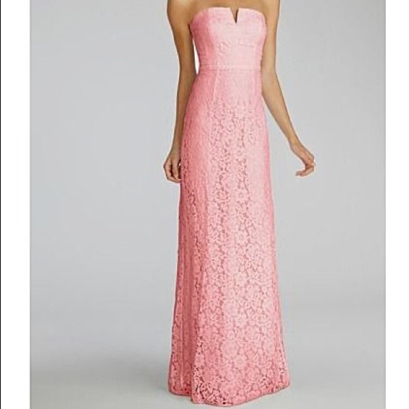 Donna Morgan Pink Column Reese Strapless Dress 4 - Picture 8 of 8